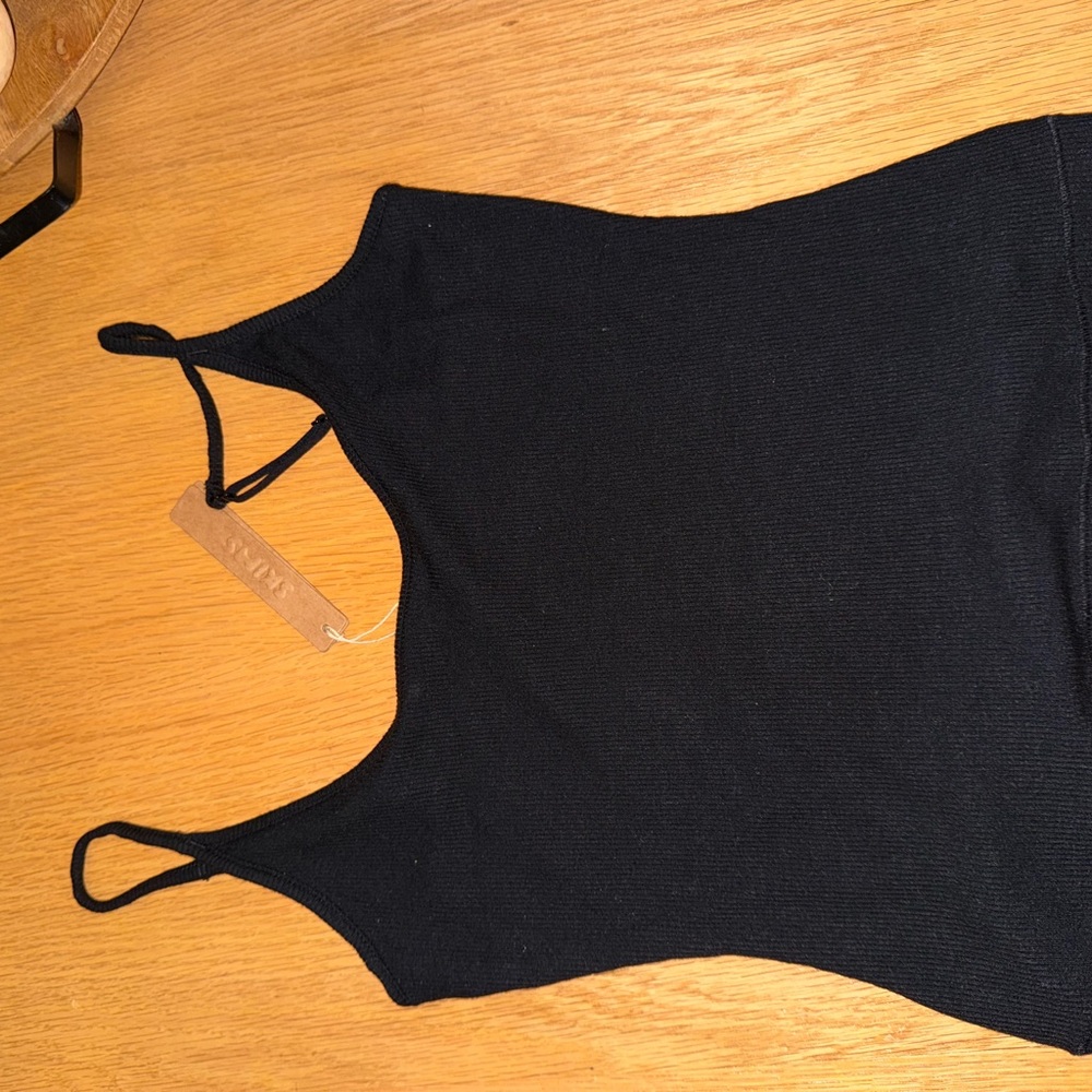 Skims Black Ribbed Tank Top